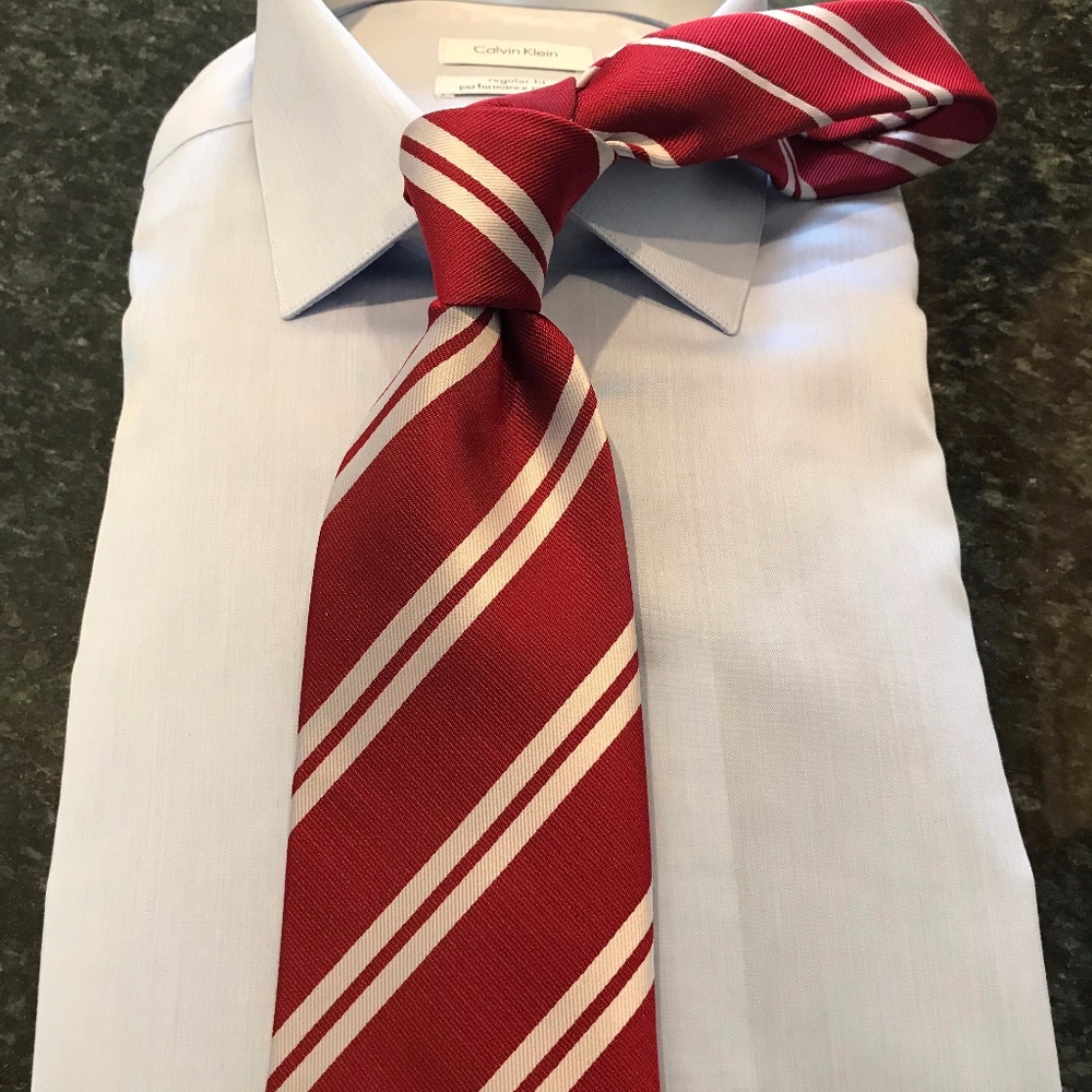 Red & Silver Striped Hugo Boss Tie